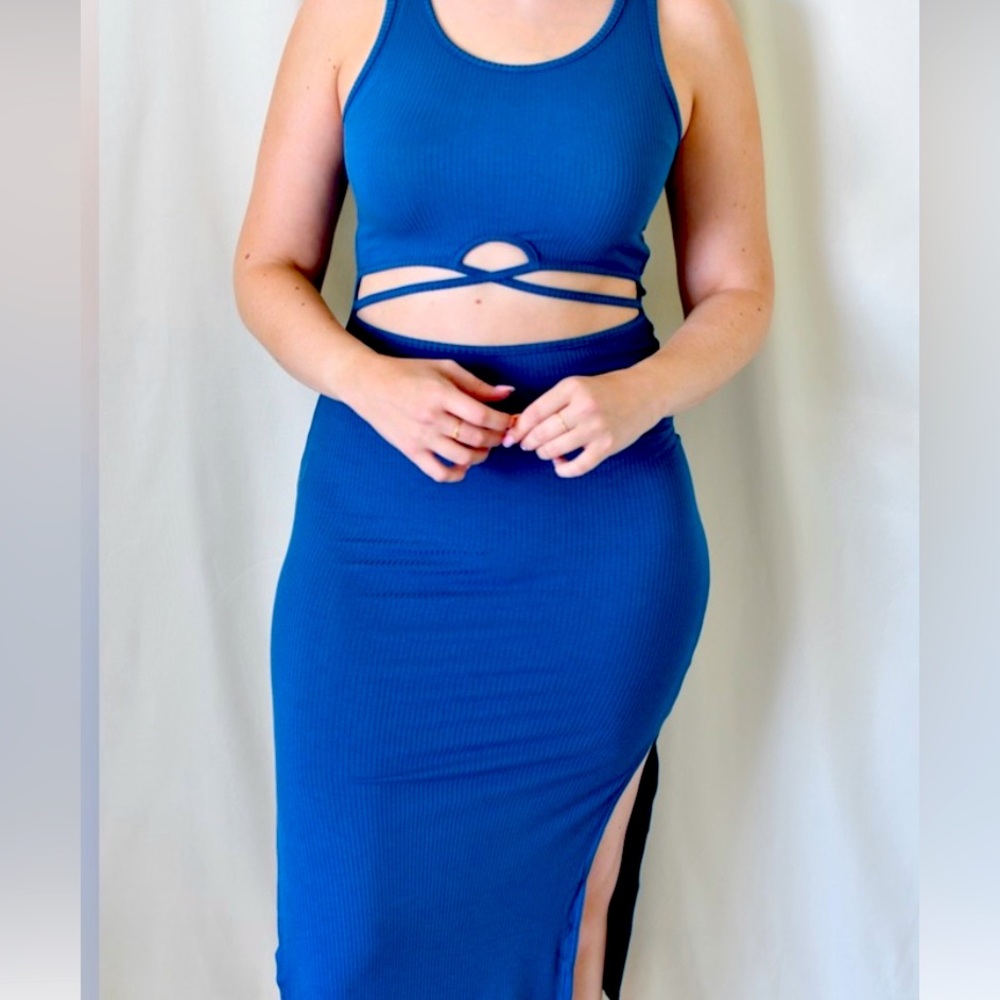 Blue Cutout Midi